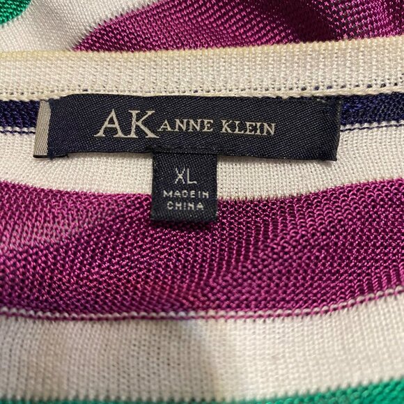 Anne Klein Cardigan Women’s XL Open Front Jacket Multicolor Striped Sheer Light - Picture 3 of 8